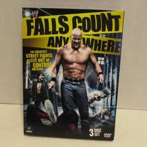 WWE WWF Falls Count Anywhere Wrestling Steve Austin 3 disc DVD Set